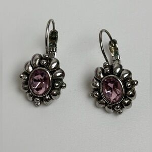 Elegant Silver with  Purple Stone Earrings
